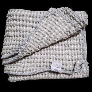 INUP Home, 100% Cotton Throw 38” X 46” Waffle Knit Gray White Made In Portugal